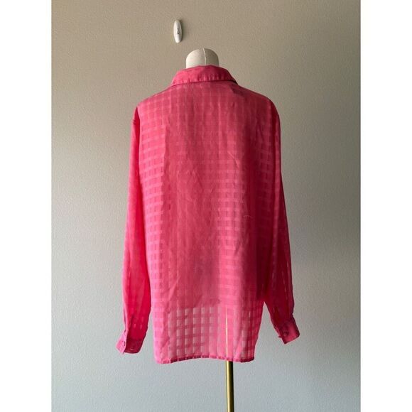 liz baker plaid sheer button front long sleeve - Picture 4 of 5